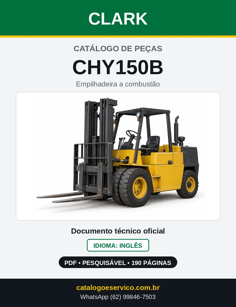 Catálogo de Peças Empilhadeira a Gasolina Clark CHY150B (CHY0150B) — capa
