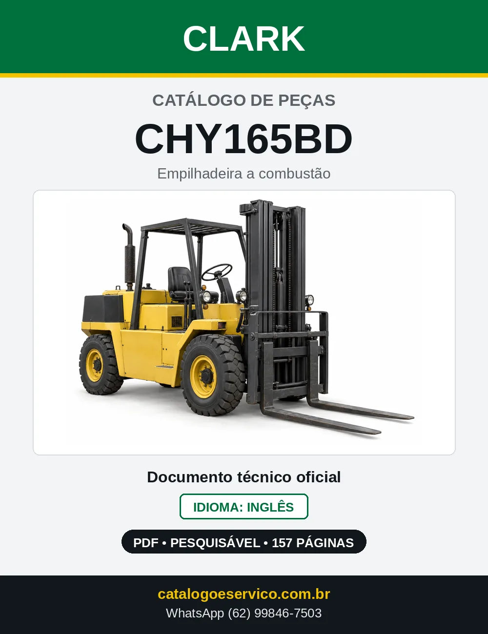 Catálogo de Peças Empilhadeira Diesel Clark CHY165BD (CHY0165BD) — capa