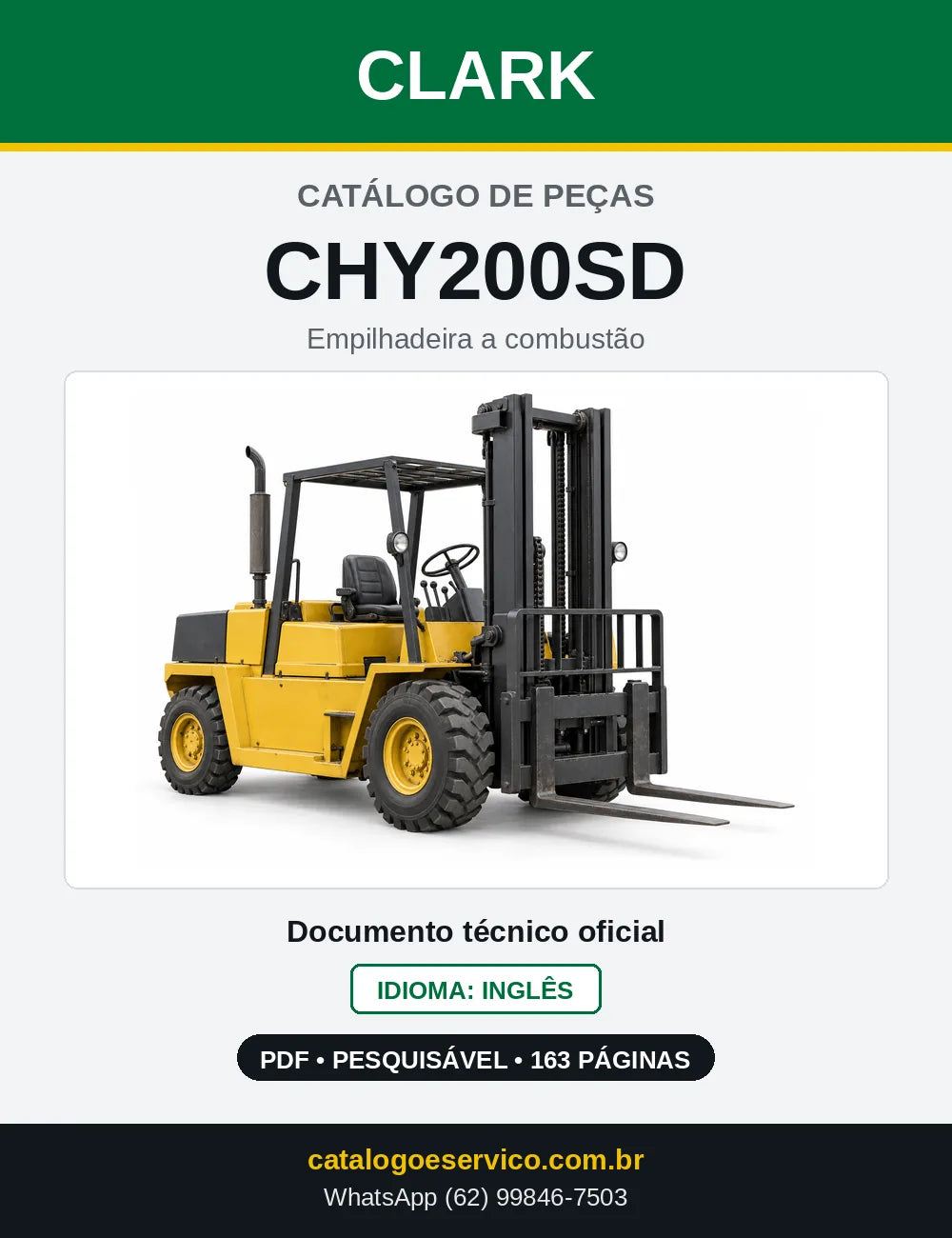 Catálogo de Peças Empilhadeira Diesel Clark CHY200SD (CHY0200SD) — capa
