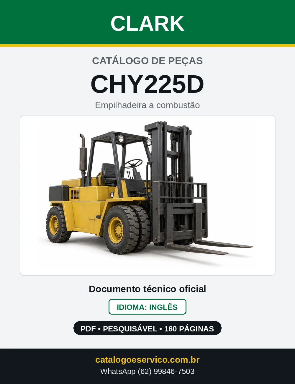 Catálogo de Peças Empilhadeira Diesel Clark CHY225D (CHY0225D) — capa