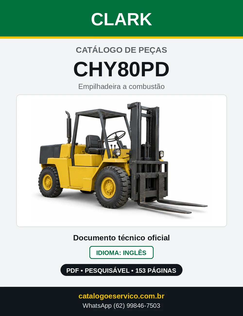 Catálogo de Peças Empilhadeira Diesel Clark CHY80PD (CHY0080PD) — capa