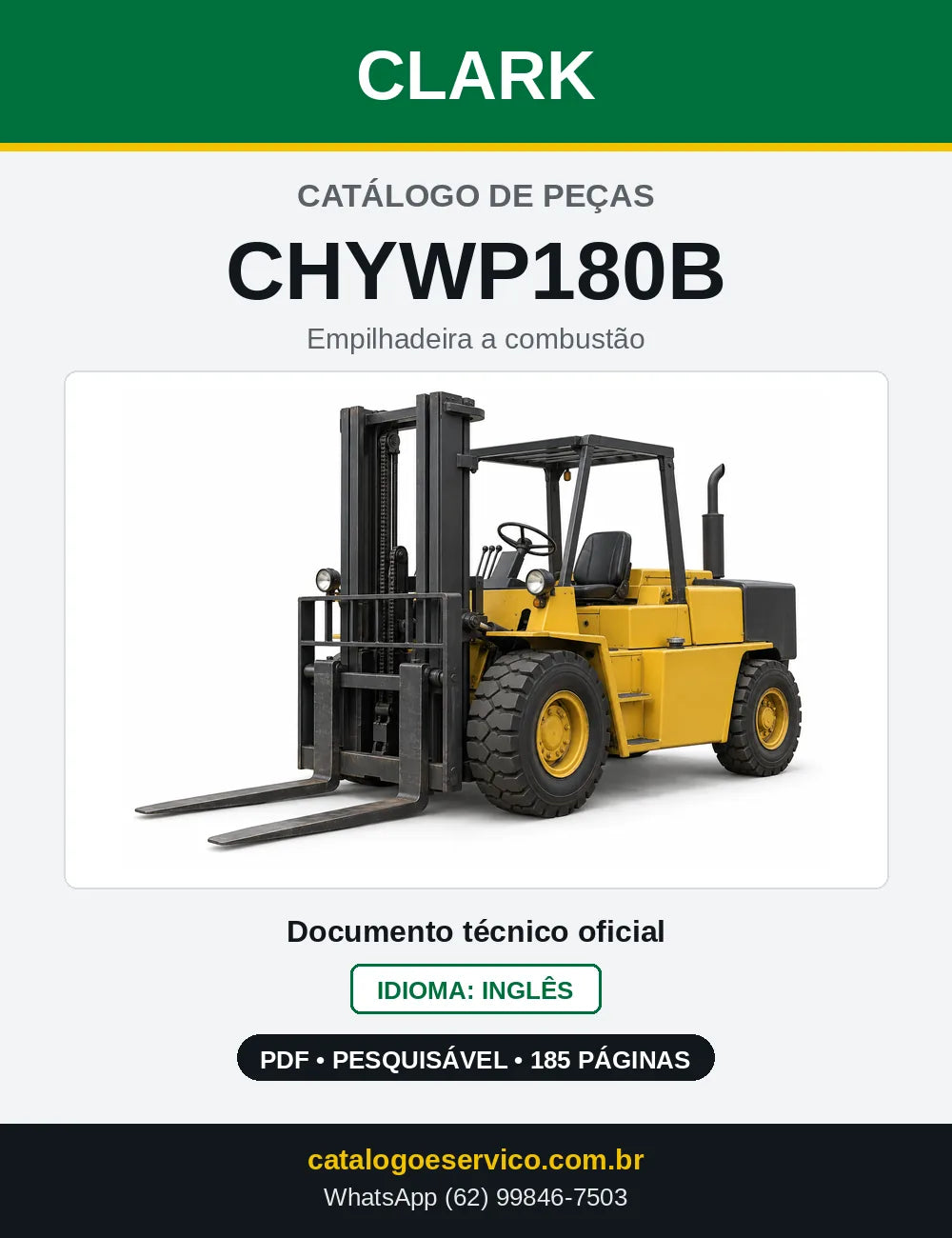Catálogo de Peças Empilhadeira a Gasolina Clark CHYWP180B (CHYWP0180B) — capa