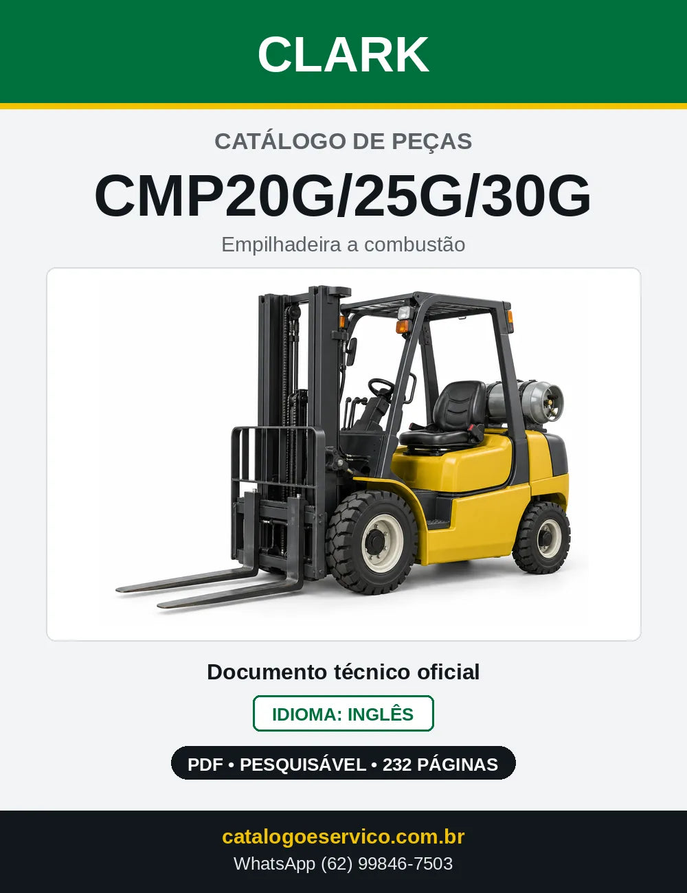 Catálogo de Peças Empilhadeira Clark CMP20G/25G/30G (CMP0230G) — capa