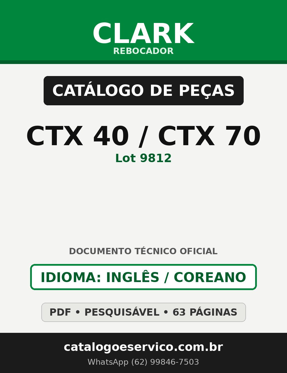 Catálogo de Peças Rebocador Clark CTX 40/CTX 70 (Lot 9812)