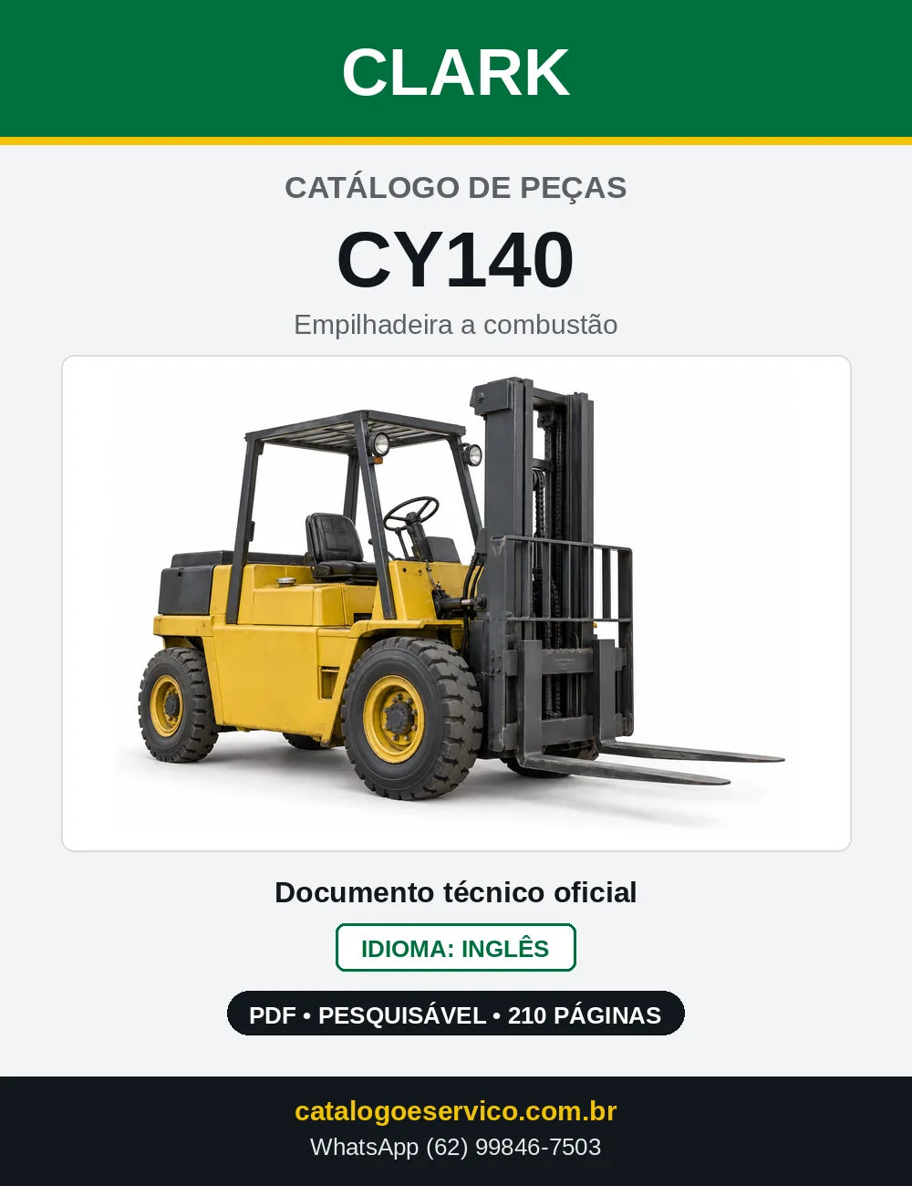 Catálogo de Peças Empilhadeira a Gasolina Clark CY140 (CY0140) — capa
