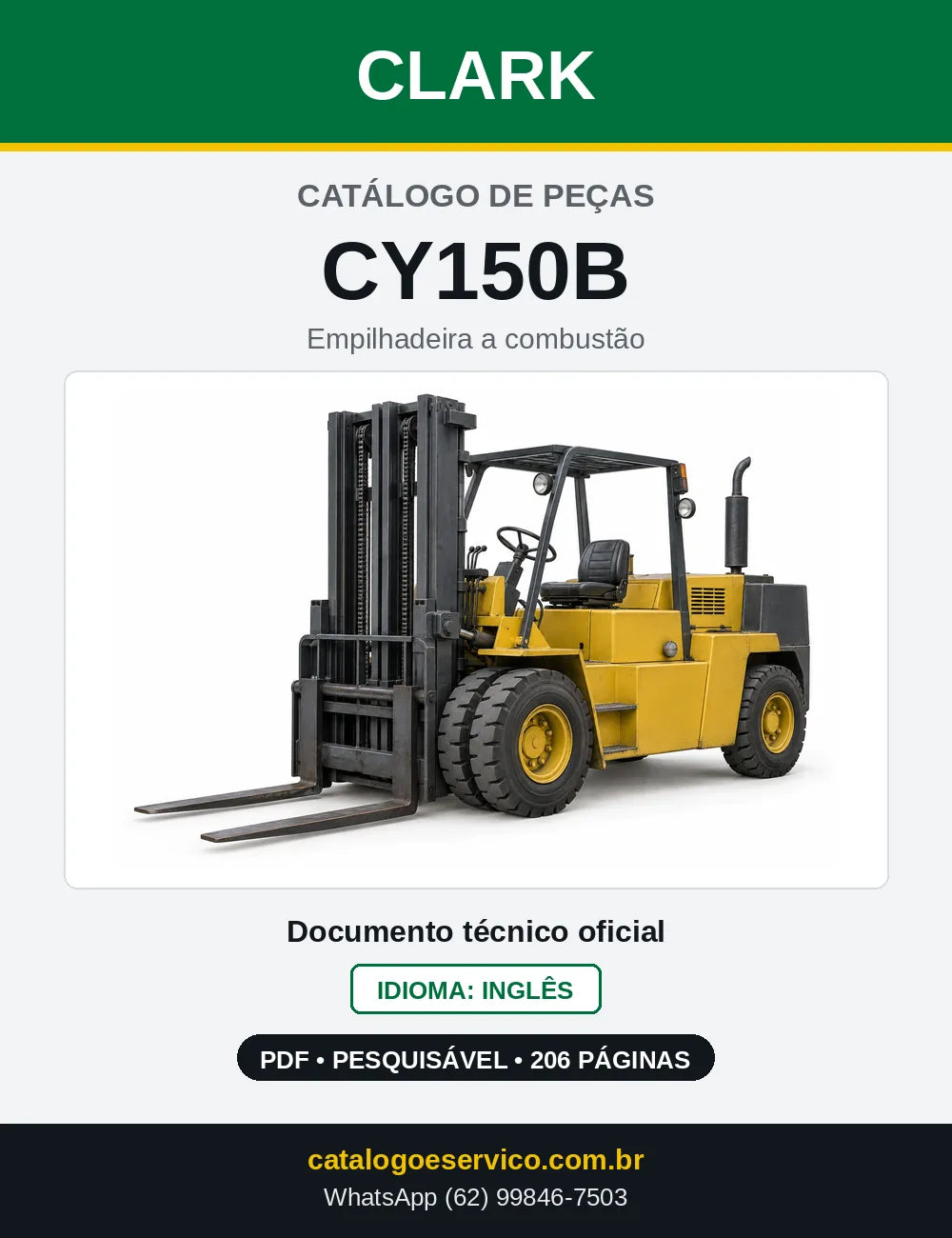 Catálogo de Peças Empilhadeira a Gasolina Clark CY150B (CY0150B) — capa