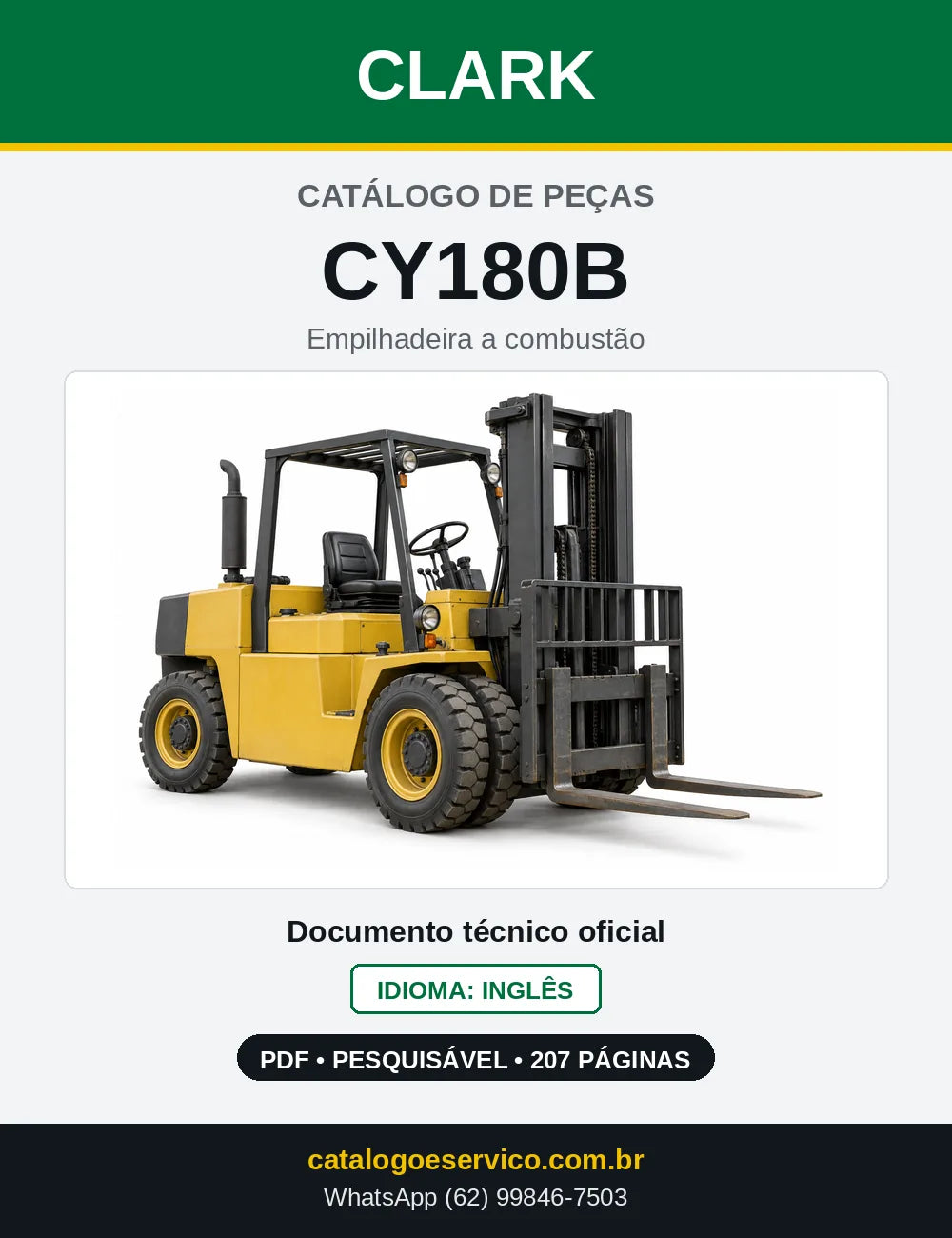 Catálogo de Peças Empilhadeira a Gasolina Clark CY180B (CY0180B) — capa