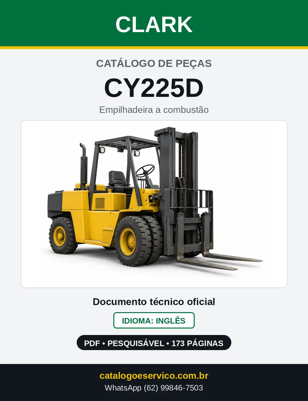 Catálogo de Peças Empilhadeira Diesel Clark CY225D (CY0225D) — capa