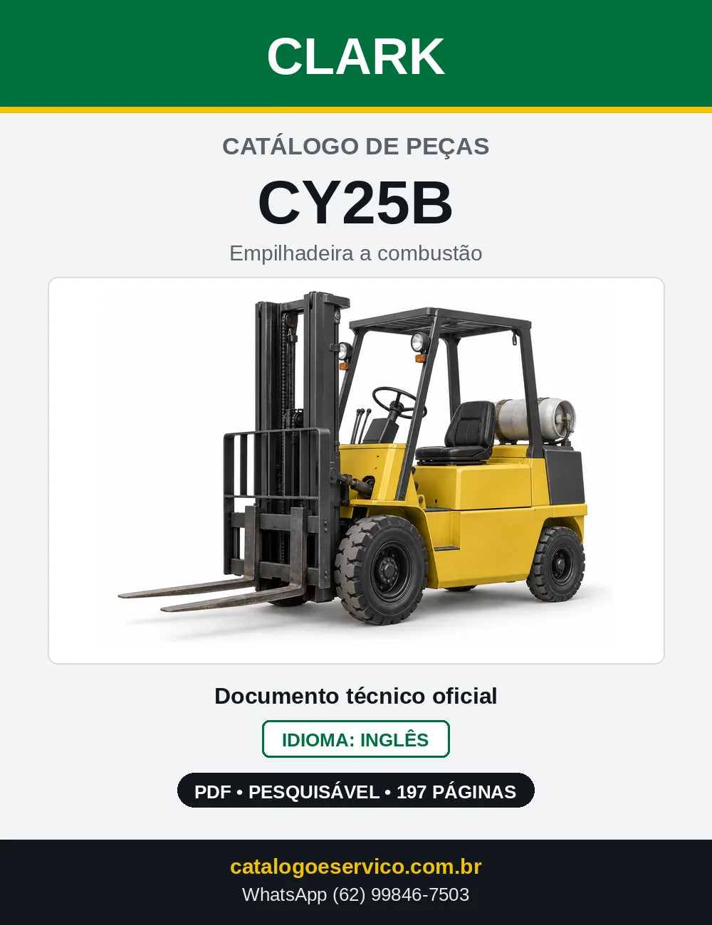 Catálogo de Peças Empilhadeira Clark CY25B (CY0025B) — capa