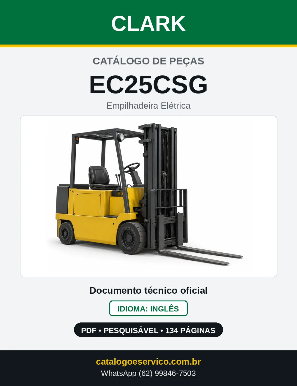 Catálogo de Peças Empilhadeira Elétrica Clark EC25CSG (EC0025CSG) — capa