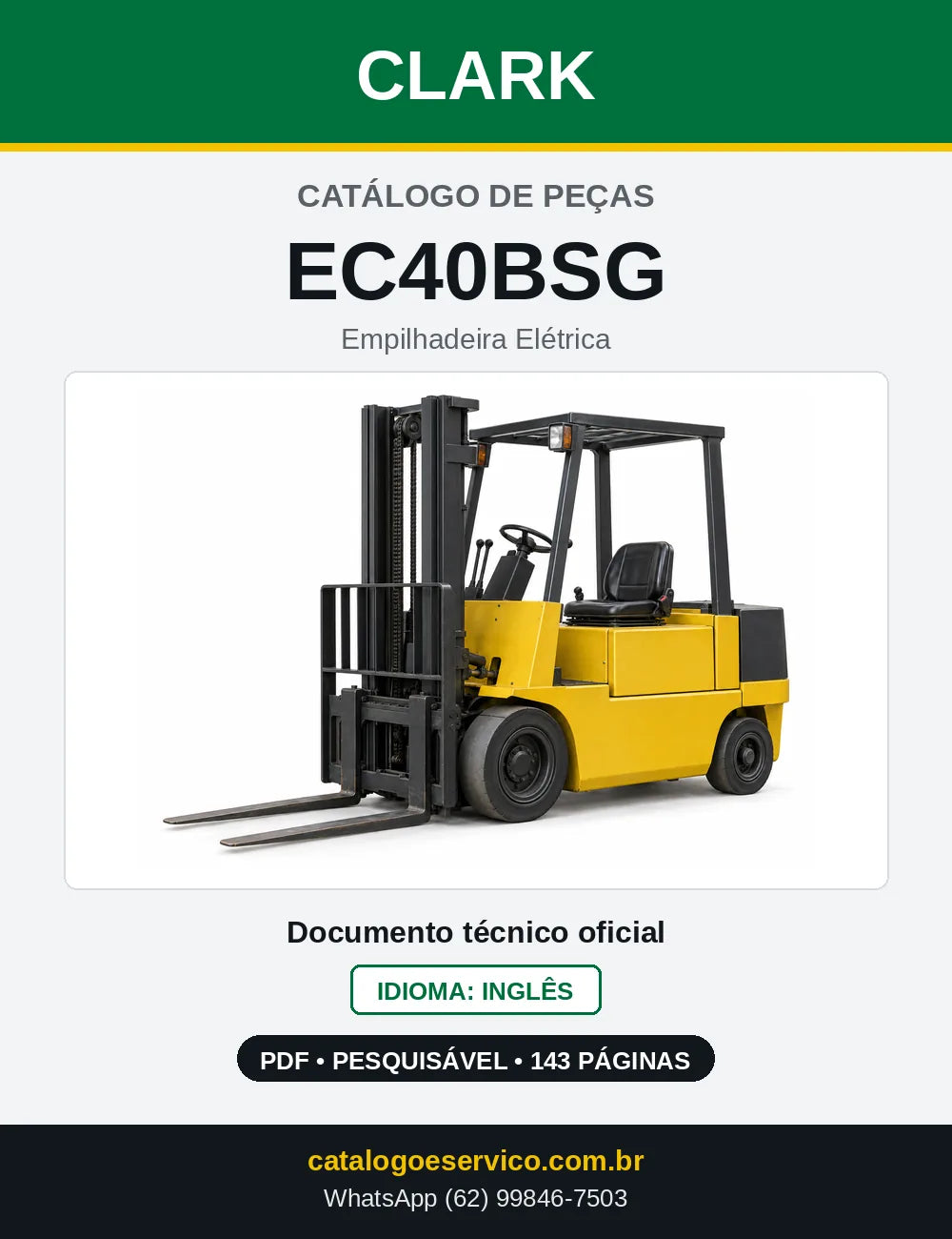Catálogo de Peças Empilhadeira Elétrica Clark EC40BSG (EC0040BSG) — capa