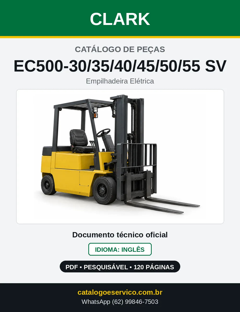 Catálogo de Peças Empilhadeira Elétrica Clark EC500-30/35/40/45/50/55 SV (ESV0355) — capa