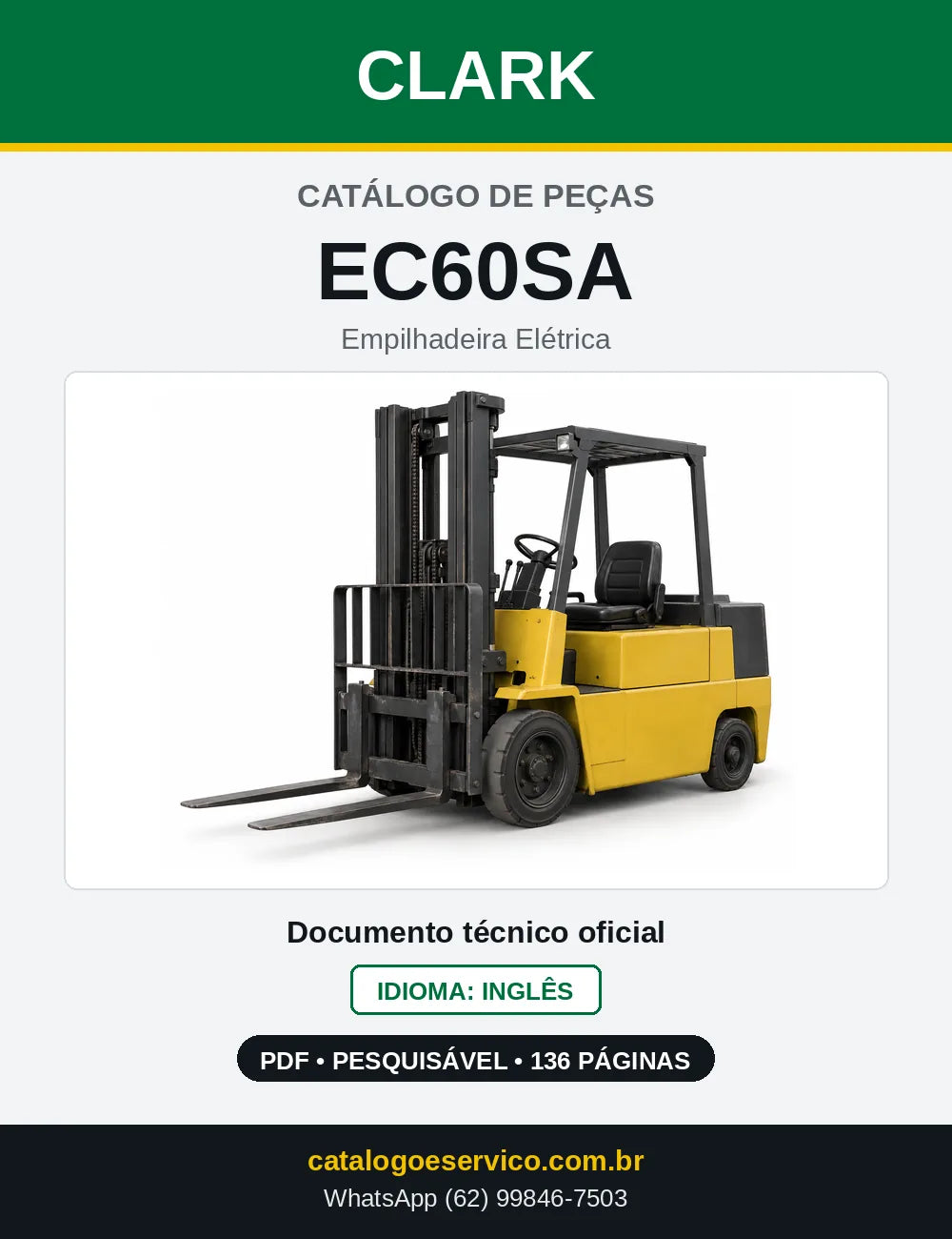 Catálogo de Peças Empilhadeira Elétrica Clark EC60SA (EC0060SA) — capa
