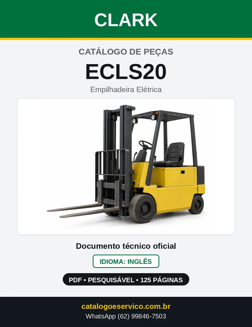 Catálogo de Peças Empilhadeira Elétrica Clark ECLS20 (ECLS0020) — capa