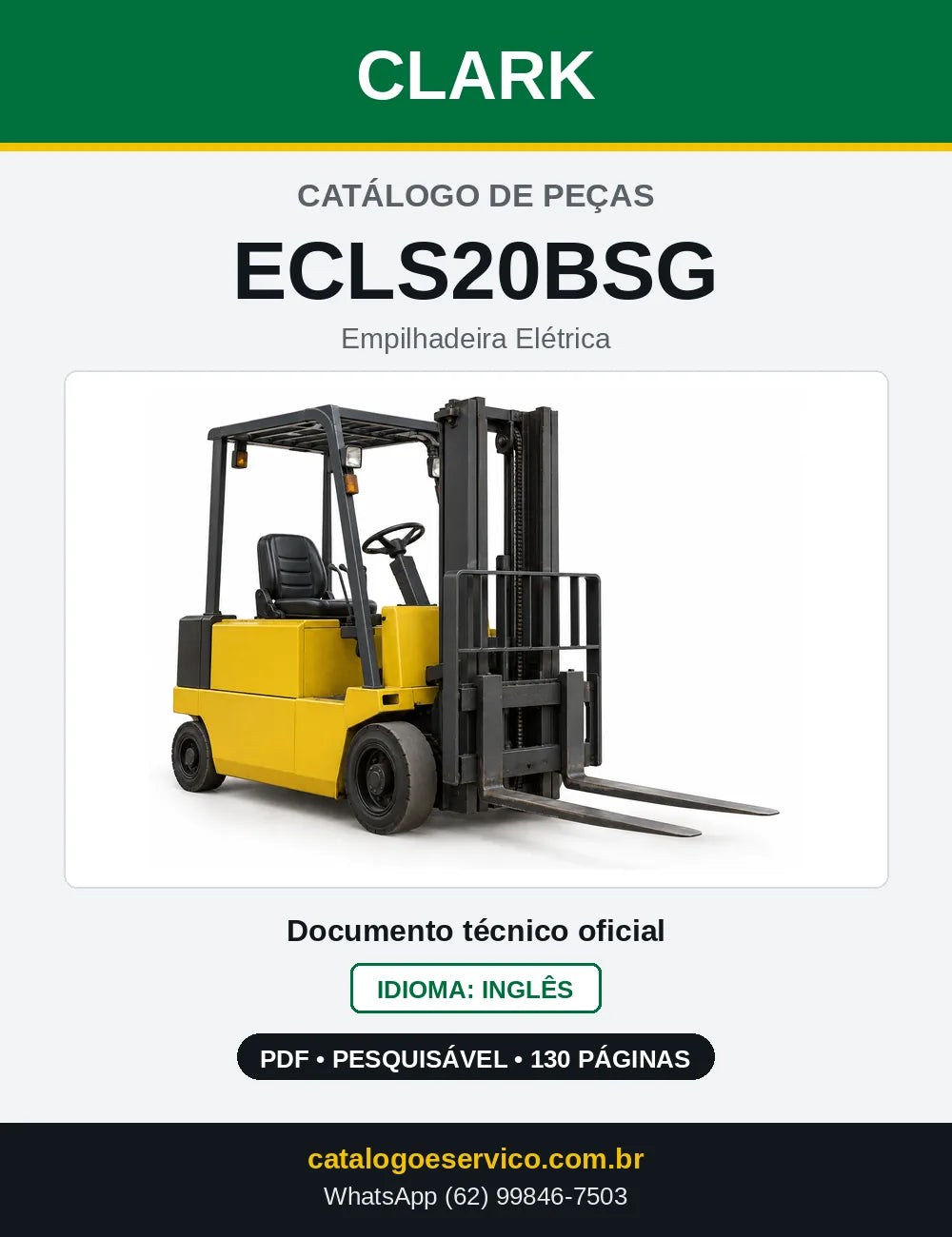 Catálogo de Peças Empilhadeira Elétrica Clark ECLS20BSG (ECLS0020BSG) — capa