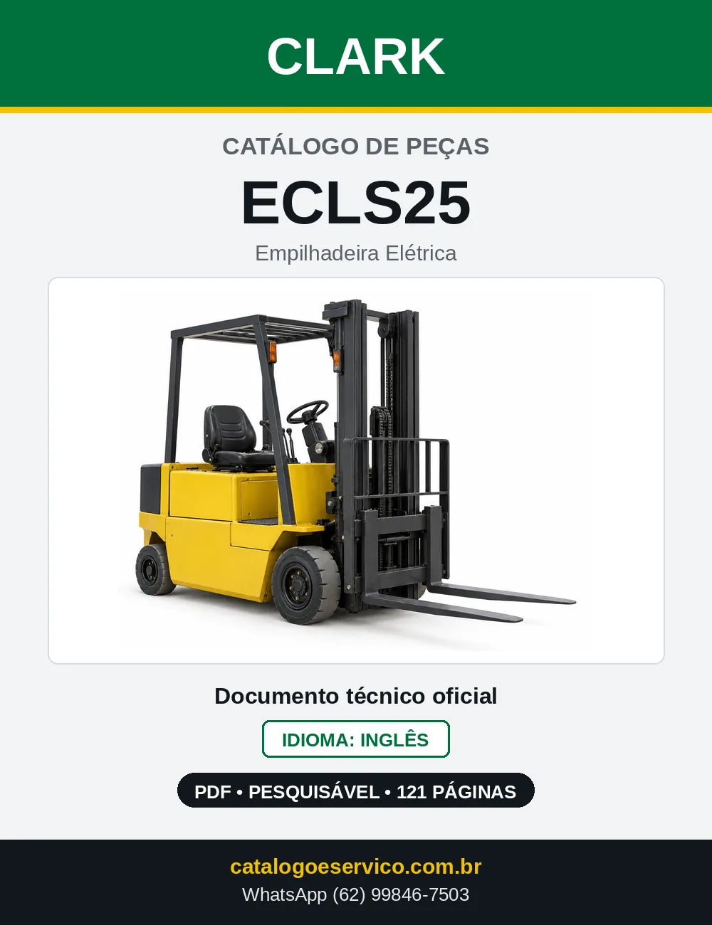 Catálogo de Peças Empilhadeira Elétrica Clark ECLS25 (ECLS0025) — capa