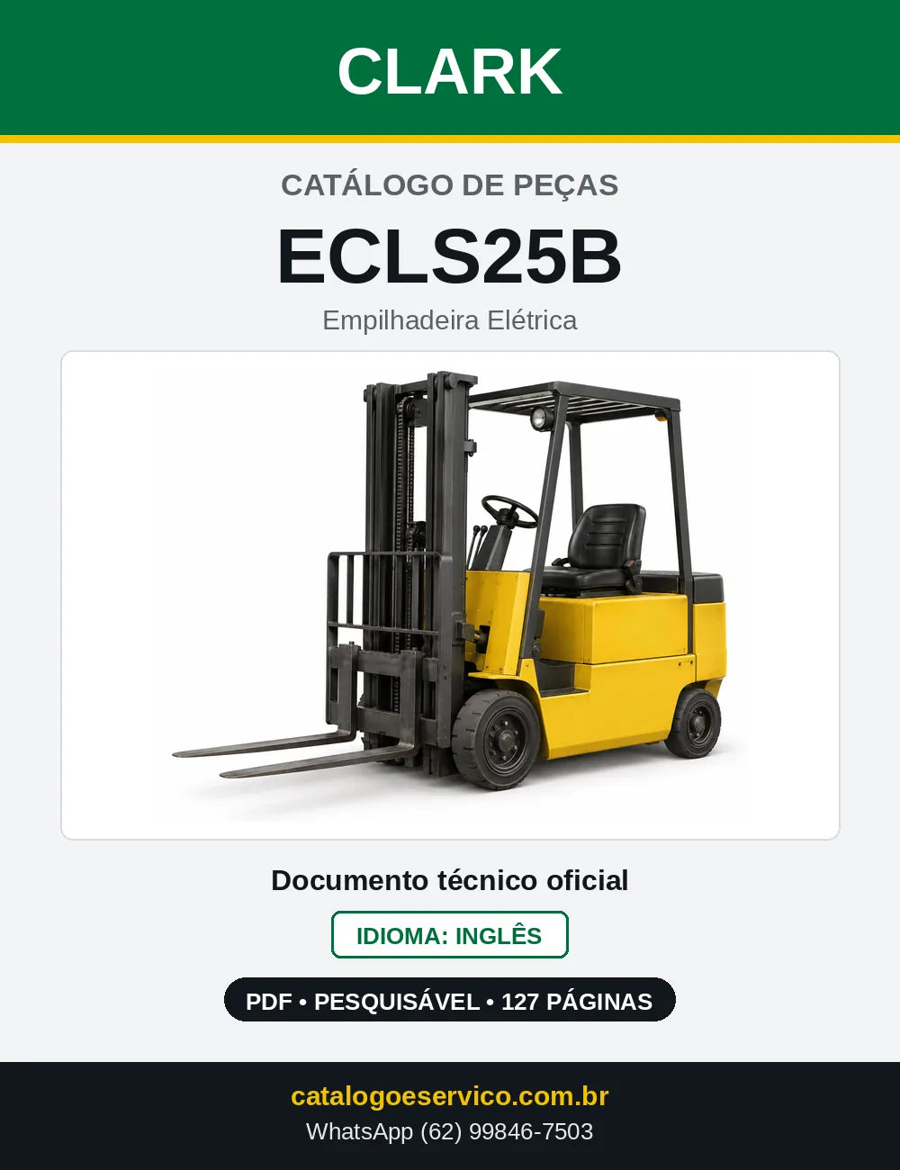 Catálogo de Peças Empilhadeira Elétrica Clark ECLS25B (ECLS0025B) — capa
