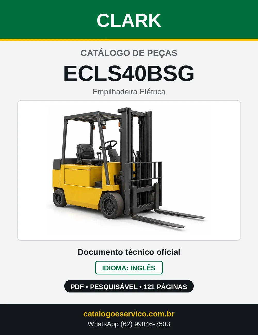 Catálogo de Peças Empilhadeira Elétrica Clark ECLS40BSG (ECLS0040BSG) — capa