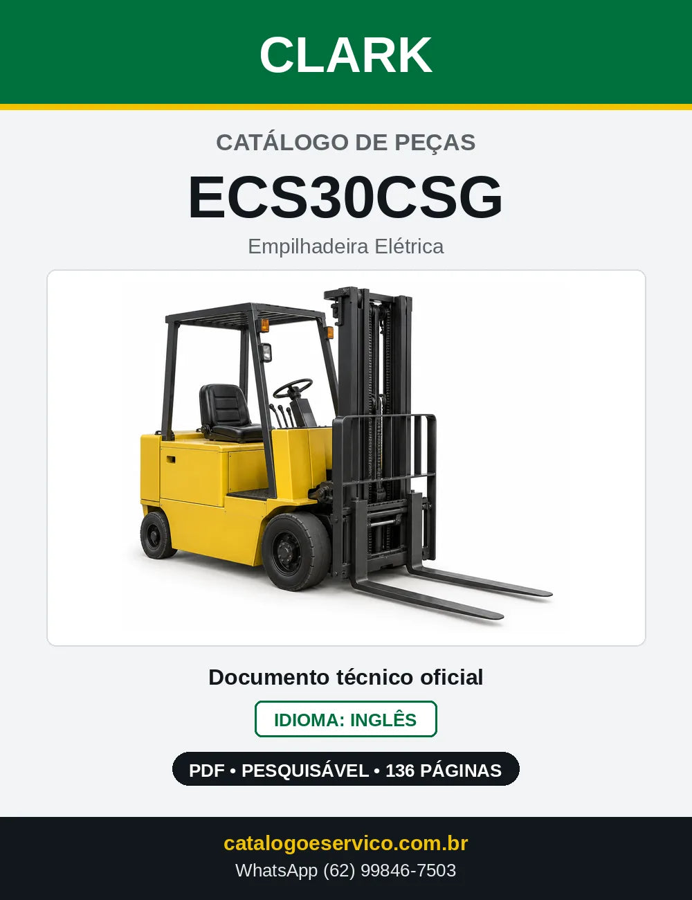 Catálogo de Peças Empilhadeira Elétrica Clark ECS30CSG (ECS0030CSG) — capa