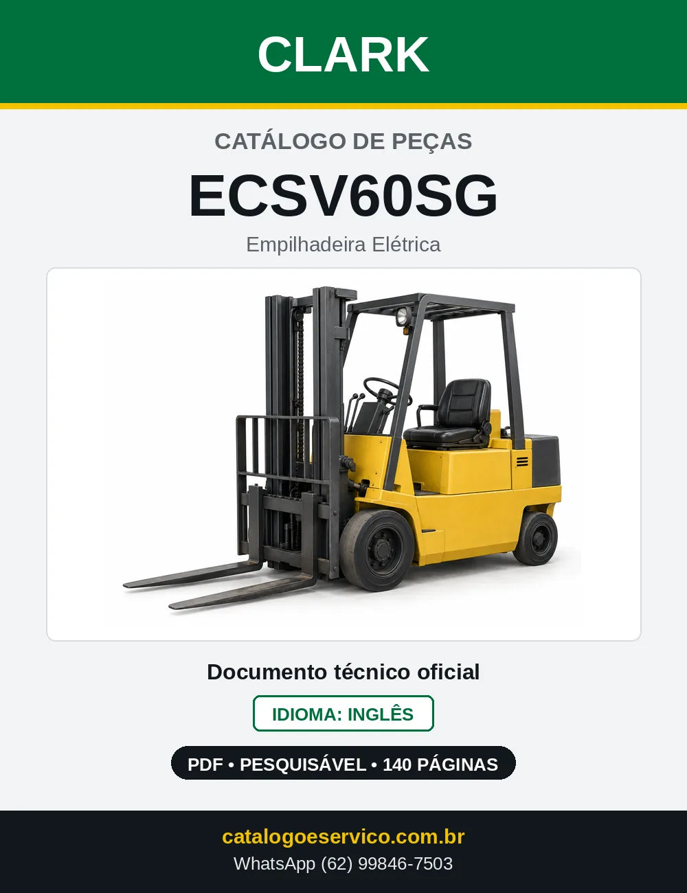 Catálogo de Peças Empilhadeira Elétrica Clark ECSV60SG (ECSV0060SG) — capa