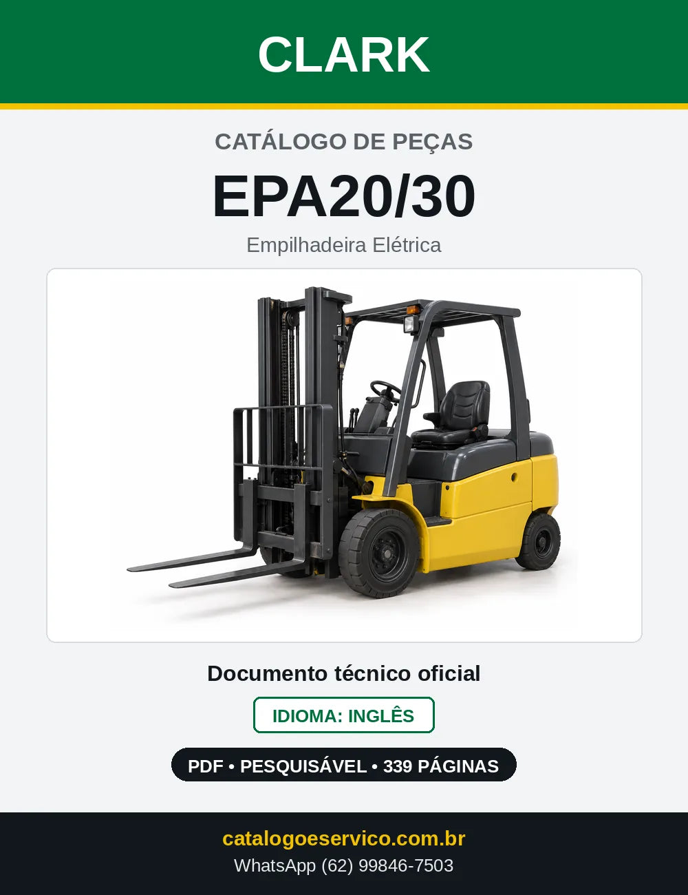 Catálogo de Peças Empilhadeira Elétrica Clark EPA20/30 (EP0138) — capa