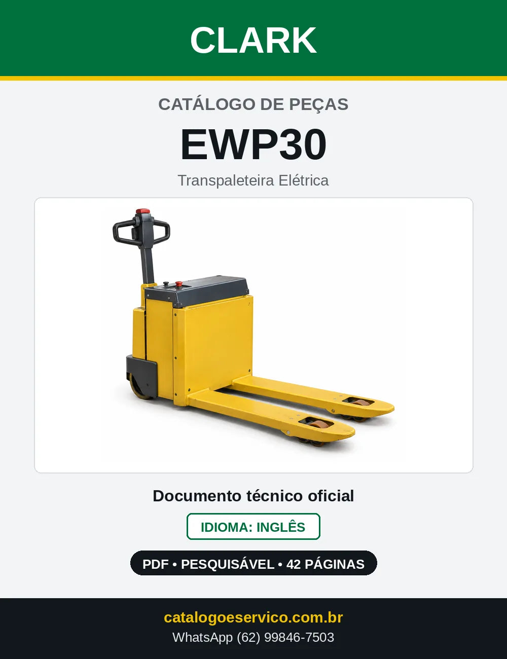 Catálogo de Peças Transpaleteira Elétrica Clark EWP30 (EWP0030) — capa