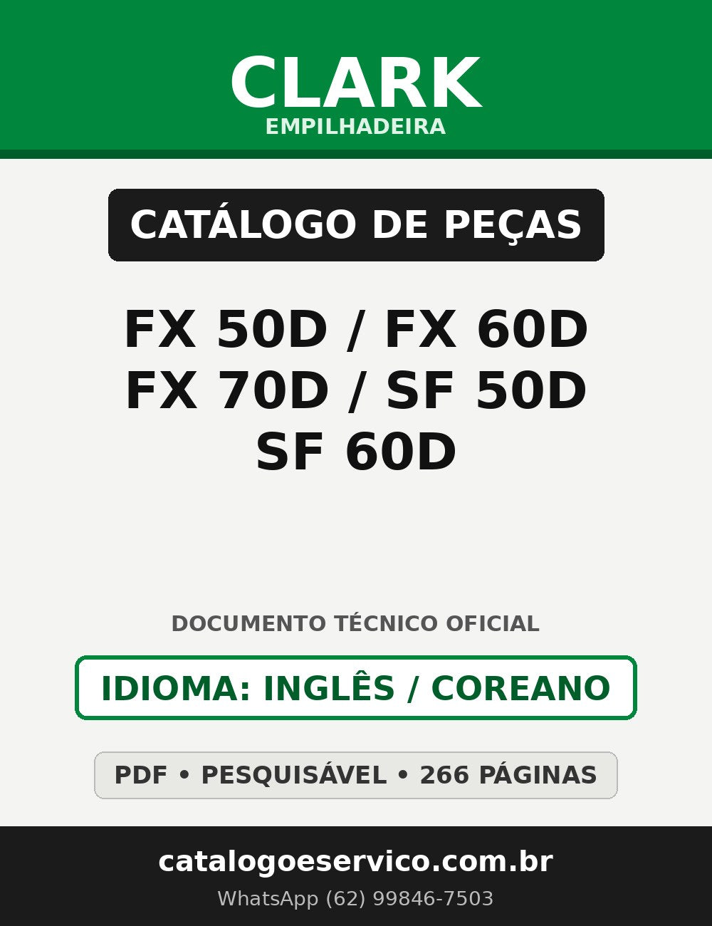 Catálogo de Peças Empilhadeira Clark FX 50D/FX 60D/FX 70D/SF 50D/SF 60D