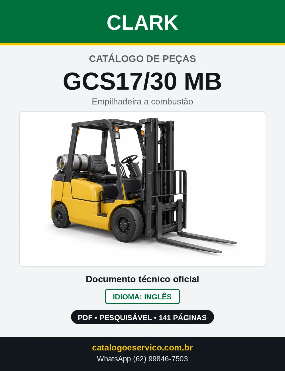 Catálogo de Peças Empilhadeira Clark GCS17/30 MB (G0138MB) — capa