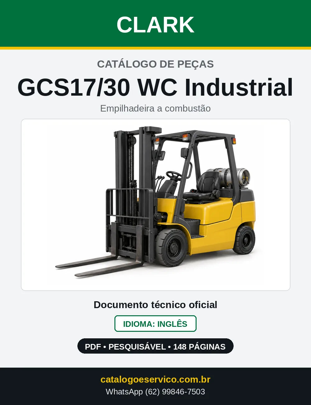 Catálogo de Peças Empilhadeira Clark GCS17/30 WC Industrial (G0138WC) — capa