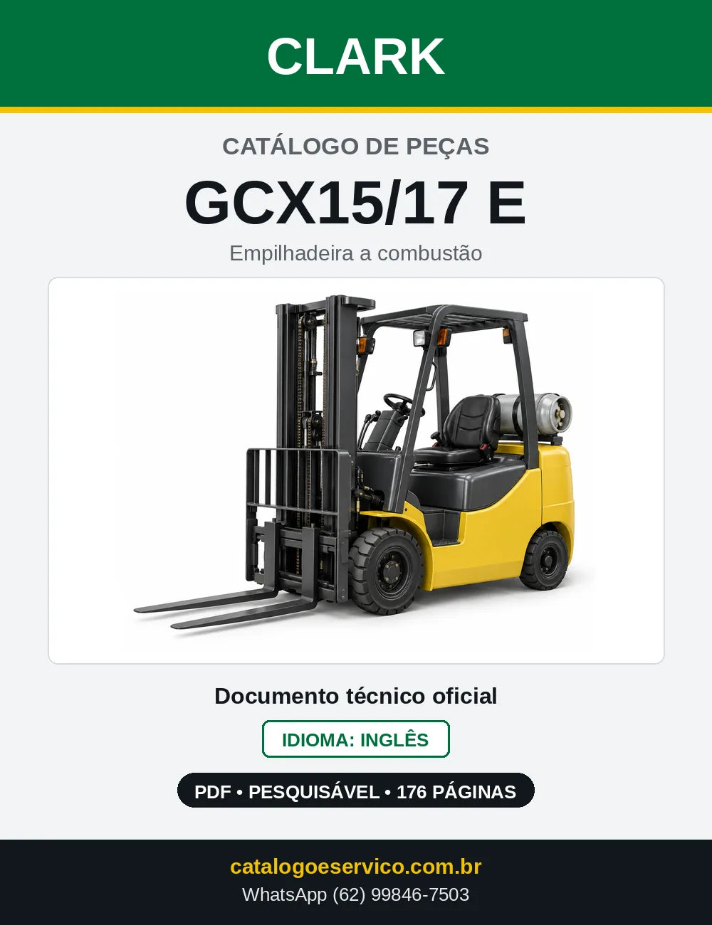 Catálogo de Peças Empilhadeira Clark GCX15/17 E (GX0127E) — capa