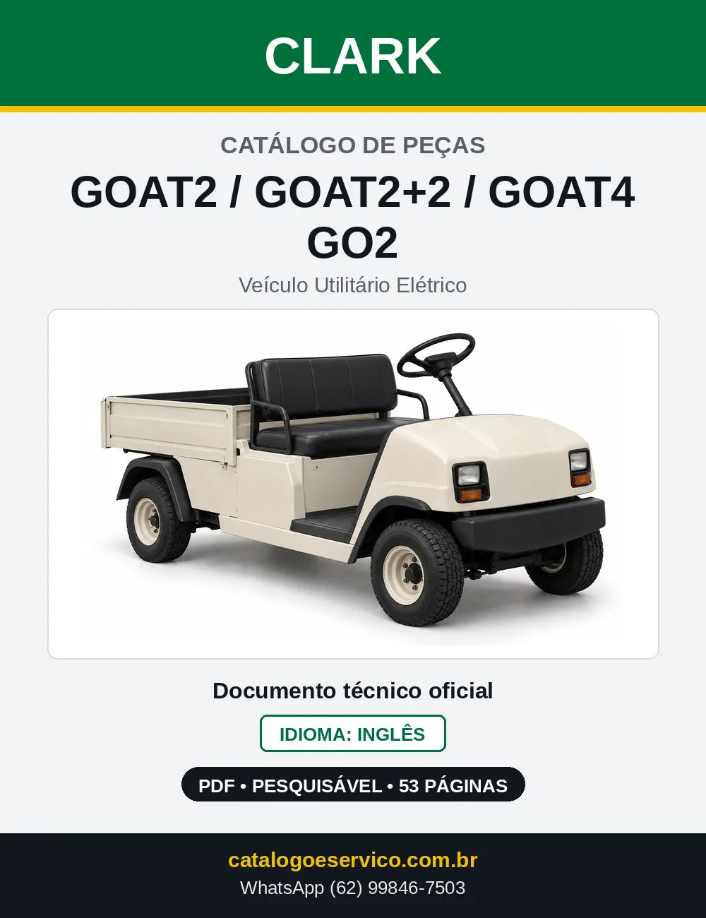 Catálogo de Peças Veículo Utilitário Elétrico Clark GOAT2 / GOAT2+2 / GOAT4 / GO2 (GO0240) — capa