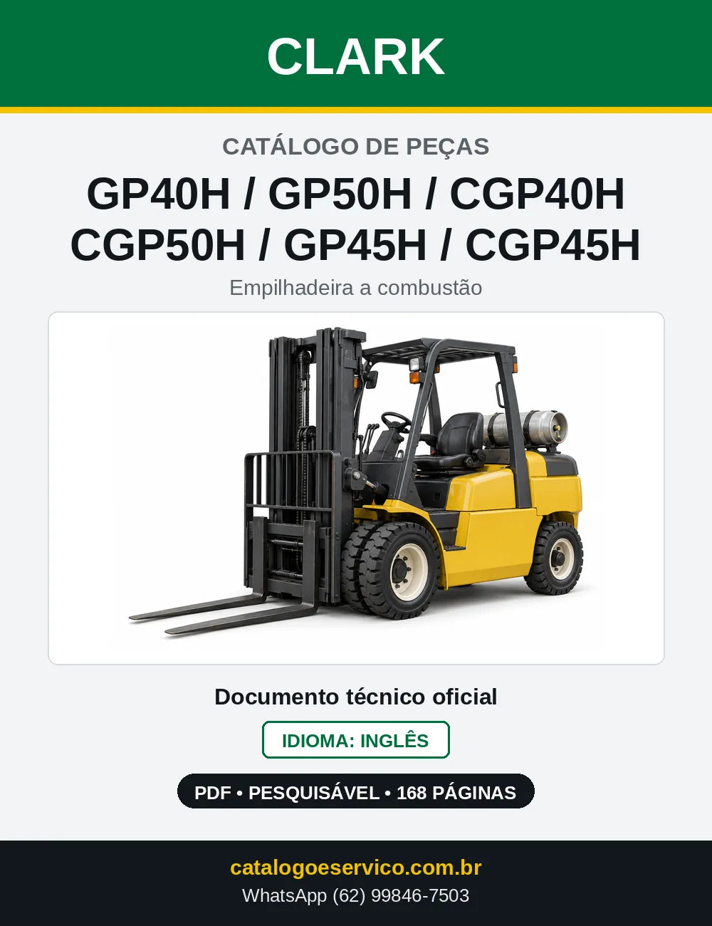 Catálogo de Peças Empilhadeira Clark GP40H / GP50H / CGP40H / CGP50H / GP45H / CGP45H (PH0460L) — capa