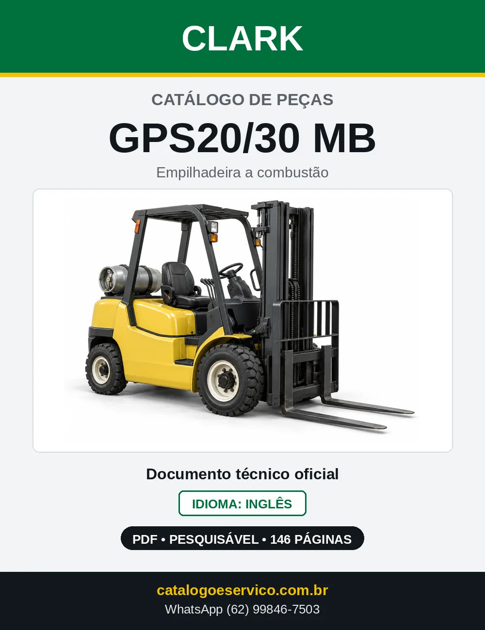 Catálogo de Peças Empilhadeira Clark GPS20/30 MB (GP0138MB) — capa