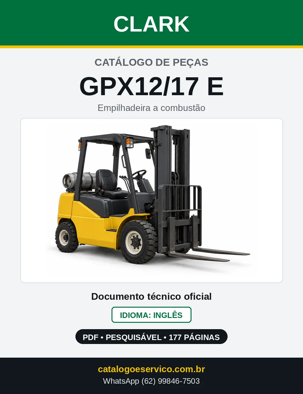Catálogo de Peças Empilhadeira Clark GPX12/17 E (GPX0127E) — capa