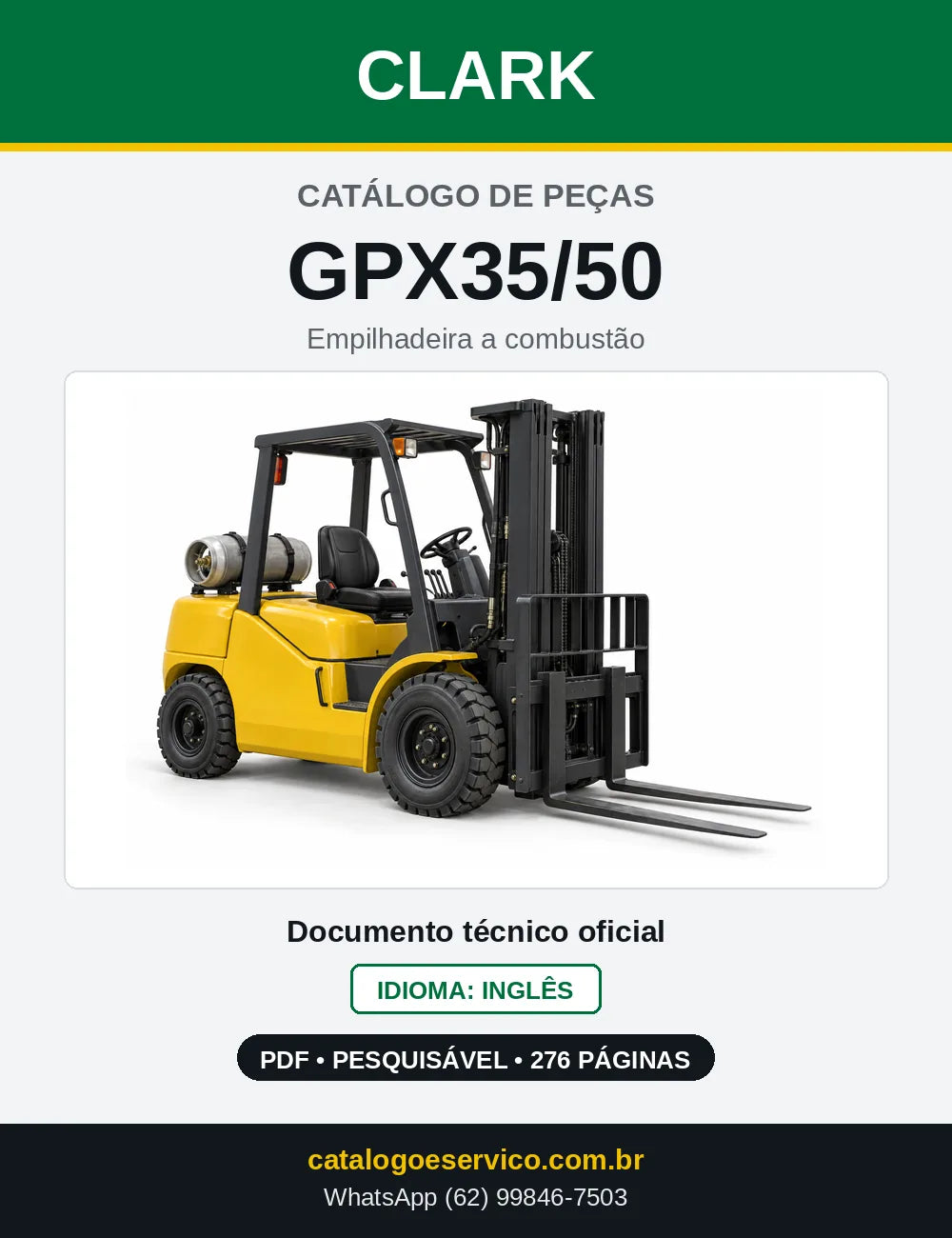Catálogo de Peças Empilhadeira Clark GPX35/50 (GPX0711) — capa