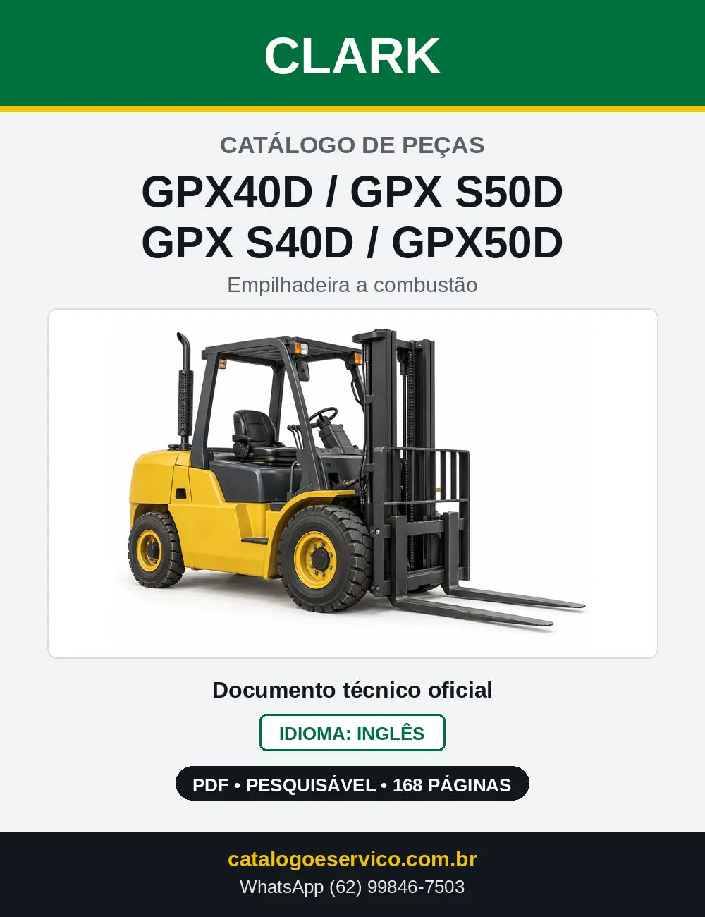Catálogo de Peças Empilhadeira Diesel Clark GPX40D / GPX S50D / GPX S40D / GPX50D (GPX0710D) — capa