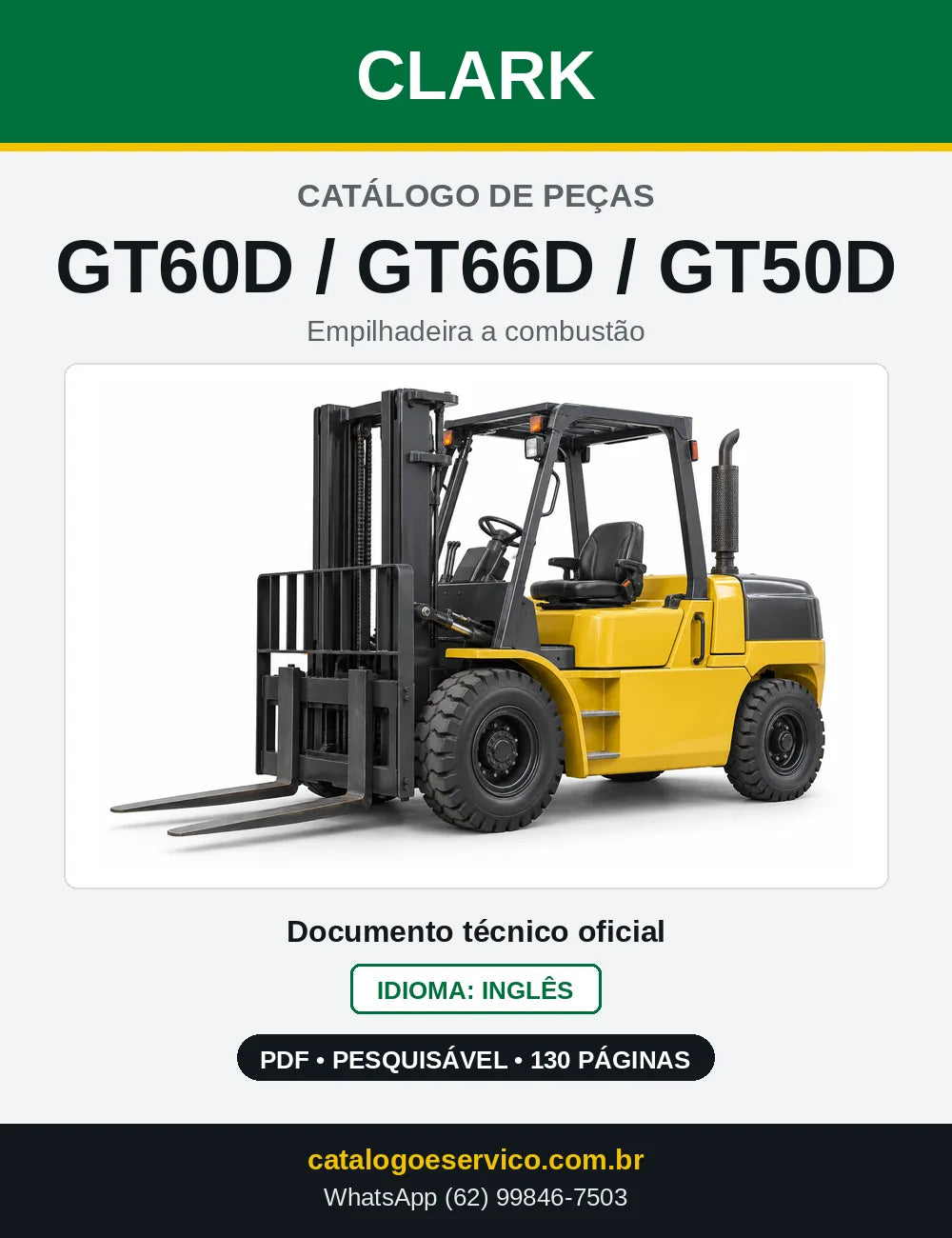 Catálogo de Peças Empilhadeira Diesel Clark GT60D / GT66D / GT50D (XGT0466D) — capa