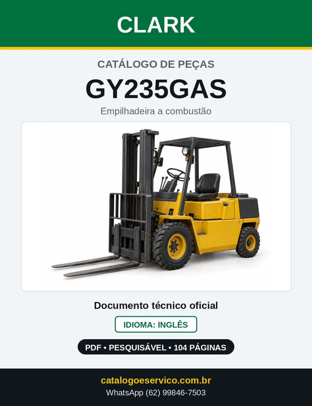 Catálogo de Peças Empilhadeira a Gasolina Clark GY235GAS (GY0235GAS) — capa