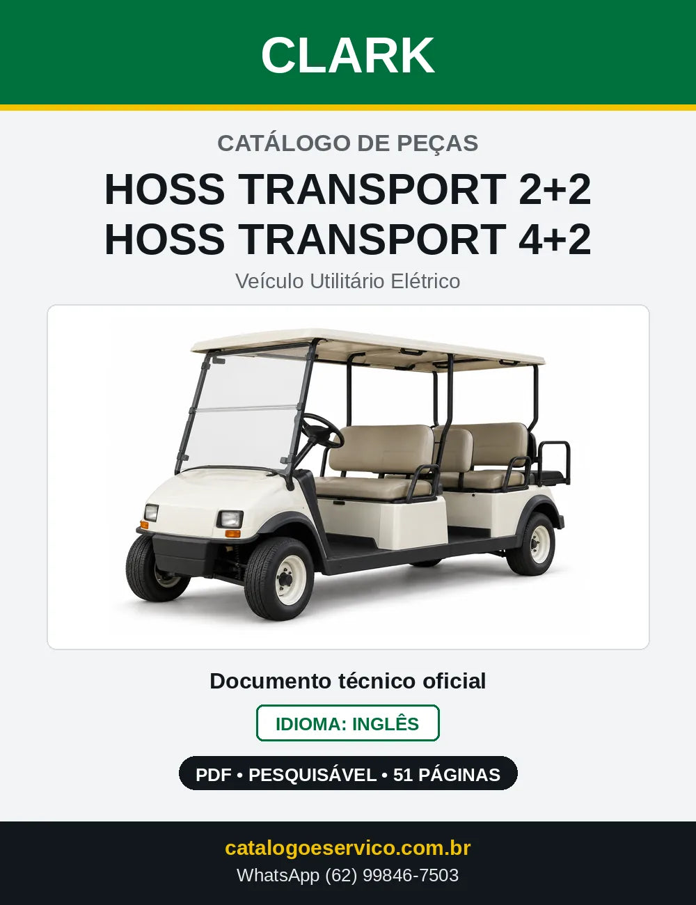 Catálogo de Peças Veículo Utilitário Elétrico Clark HOSS TRANSPORT 2+2 / HOSS TRANSPORT 4+2 (TR0240) — capa