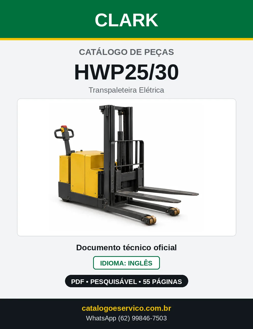 Catálogo de Peças Transpaleteira Elétrica Clark HWP25/30 (HWP0600) — capa