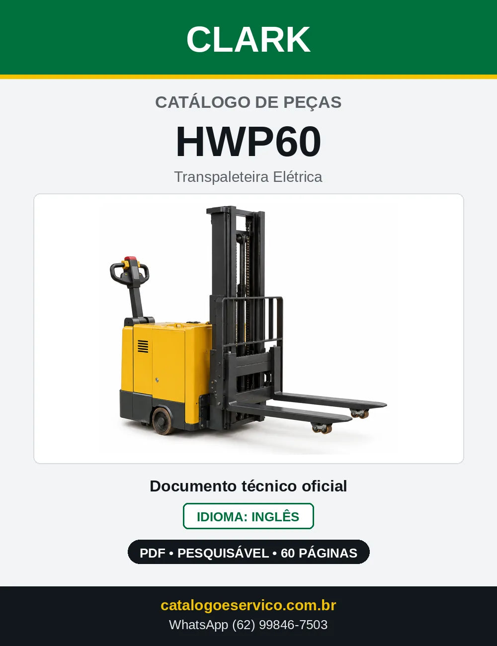 Catálogo de Peças Transpaleteira Elétrica Clark HWP60 (HWP0060) — capa