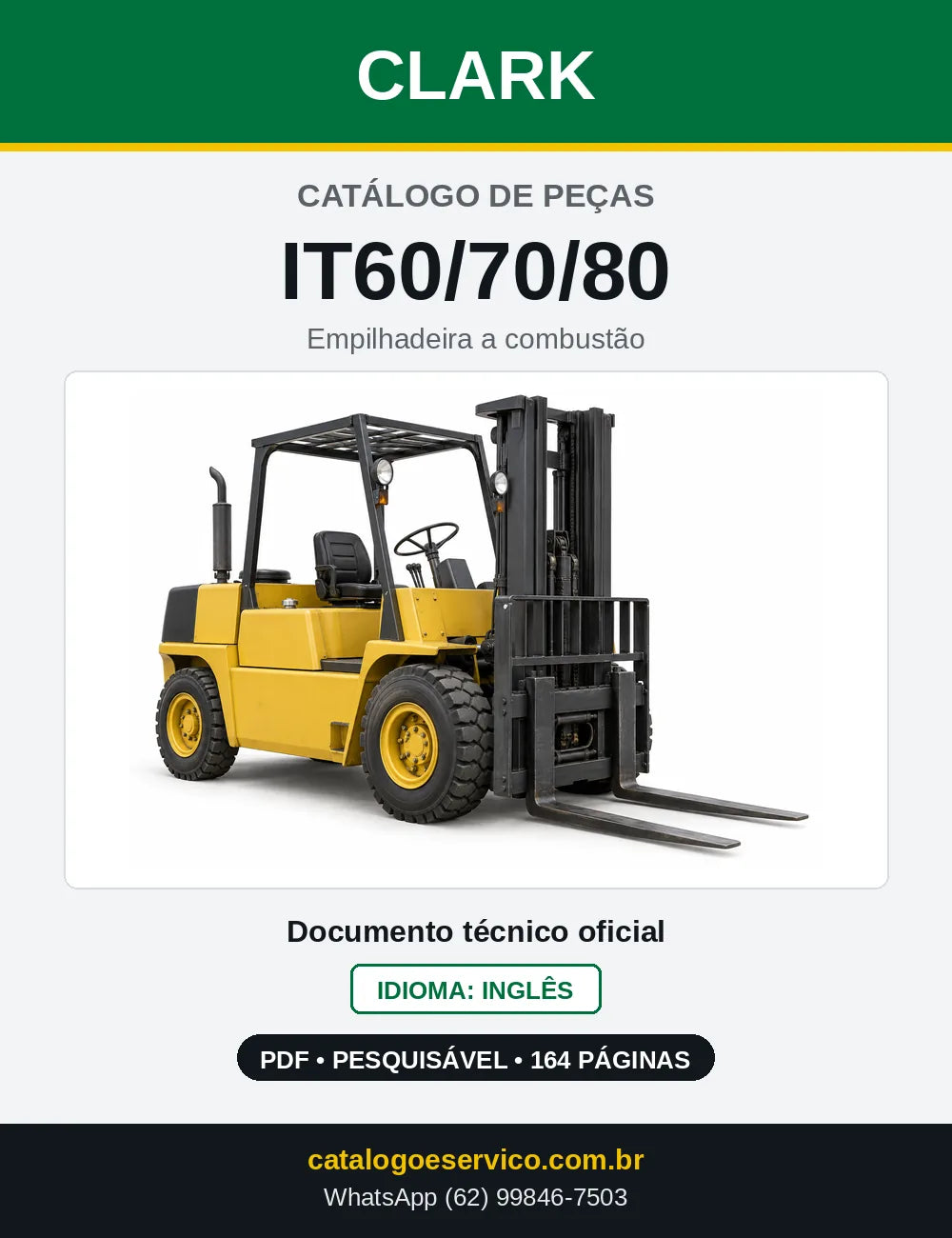 Catálogo de Peças Empilhadeira a Gasolina Clark IT60/70/80 (IT0581) — capa