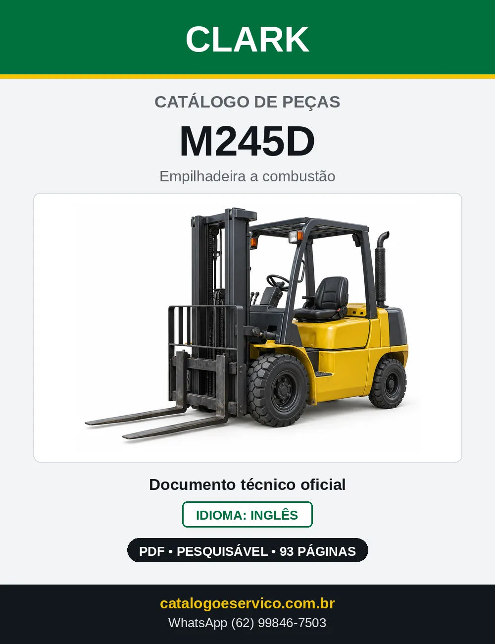 Catálogo de Peças Empilhadeira Diesel Clark M245D (M0245D) — capa