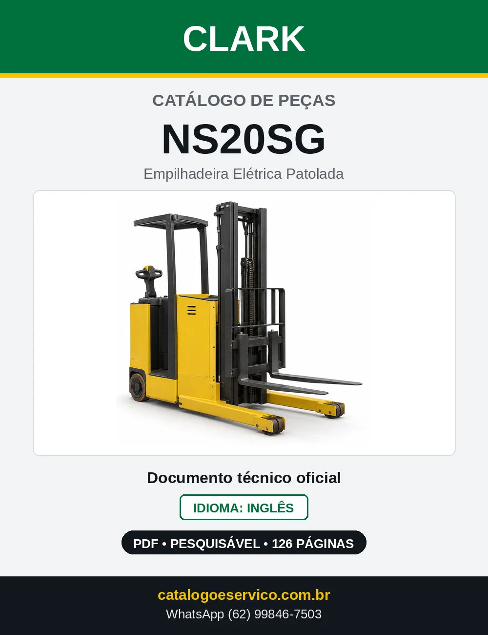 Catálogo de Peças Empilhadeira Elétrica Patolada Clark NS20SG (NS0020SG) — capa