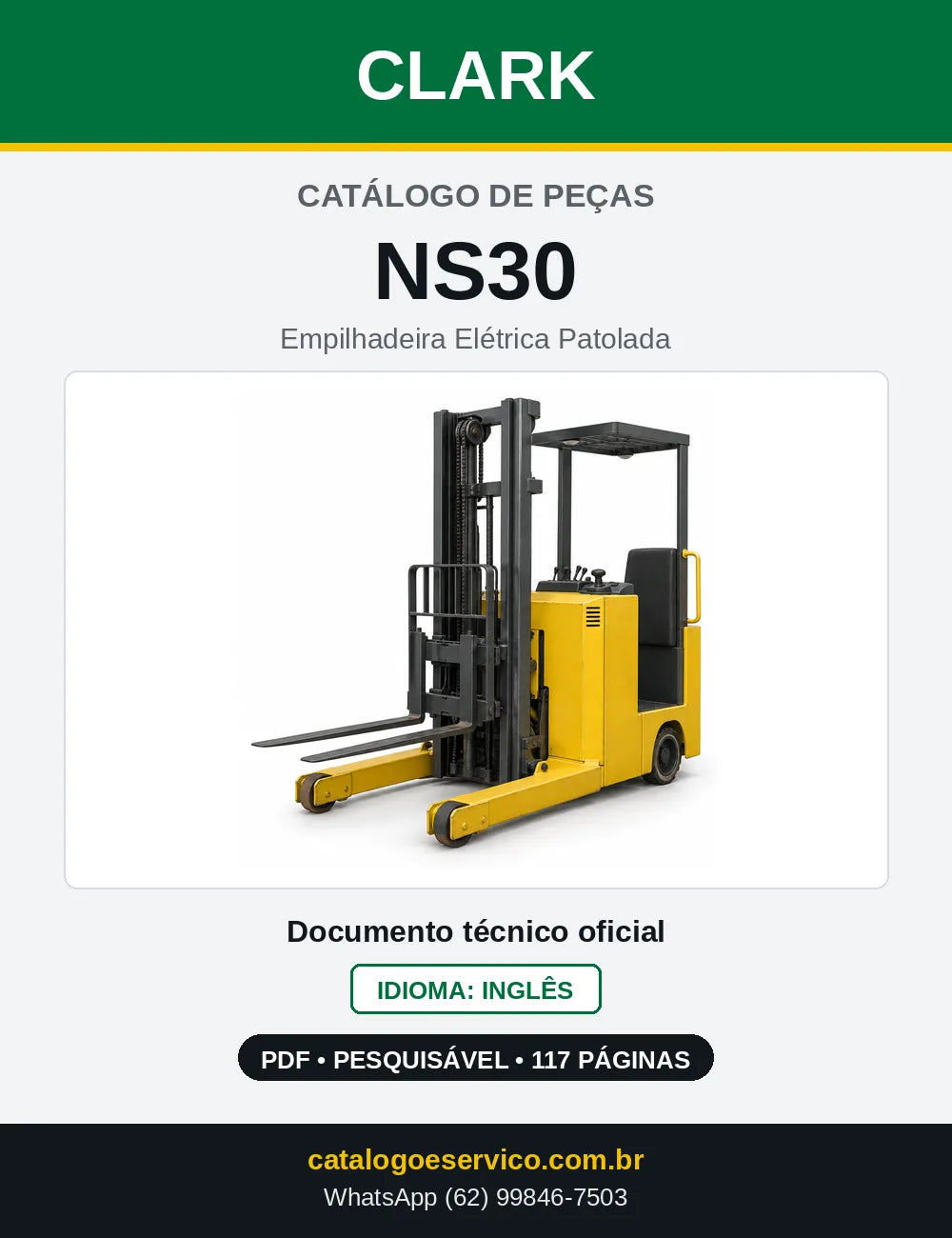 Catálogo de Peças Empilhadeira Elétrica Patolada Clark NS30 (NS0030) — capa