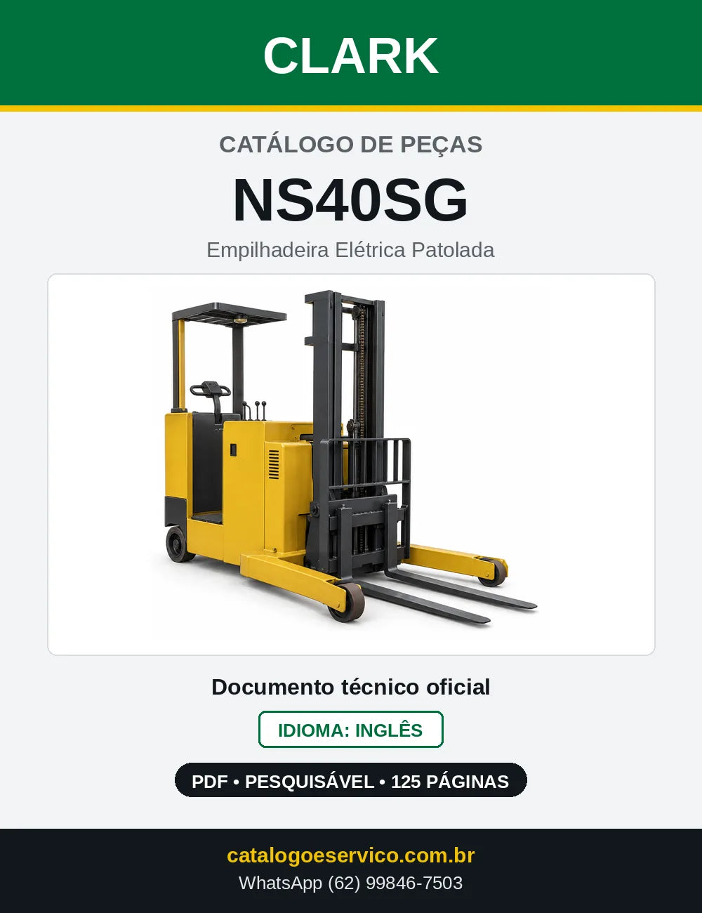 Catálogo de Peças Empilhadeira Elétrica Patolada Clark NS40SG (NS0040SG) — capa