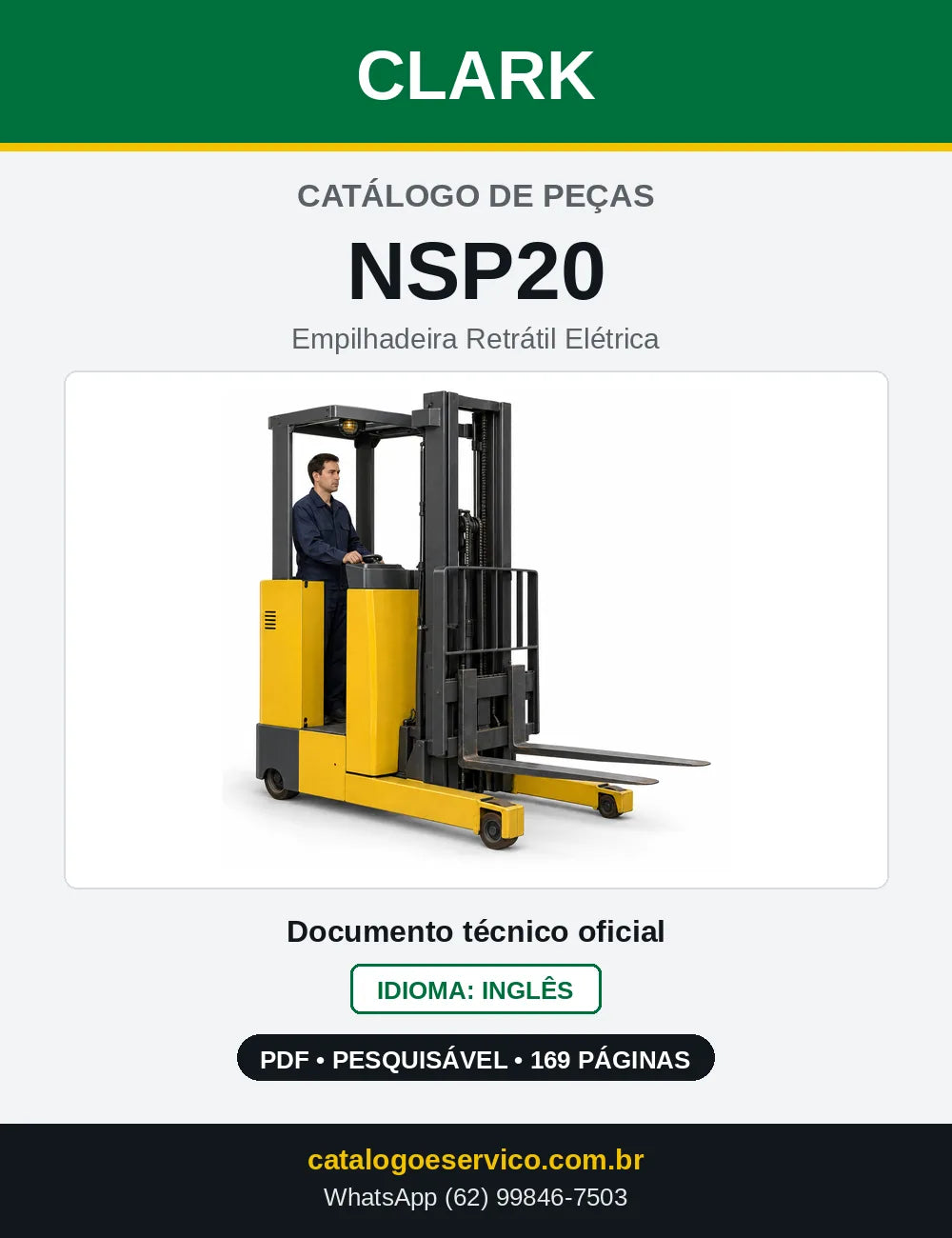 Catálogo de Peças Empilhadeira Retrátil Elétrica Clark NSP20 (NSP0020) — capa