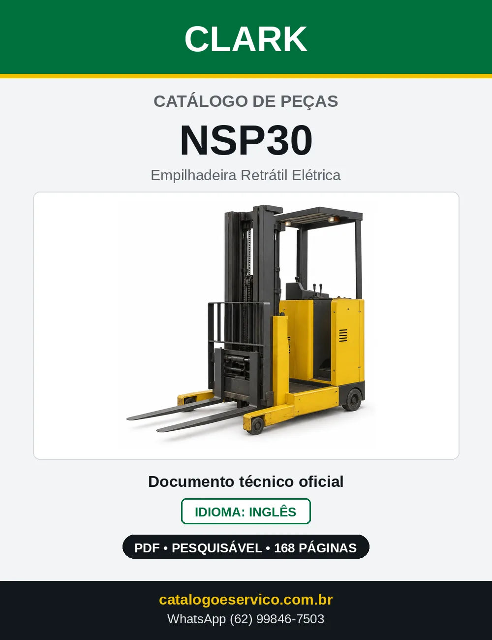 Catálogo de Peças Empilhadeira Retrátil Elétrica Clark NSP30 (NSP0030) — capa