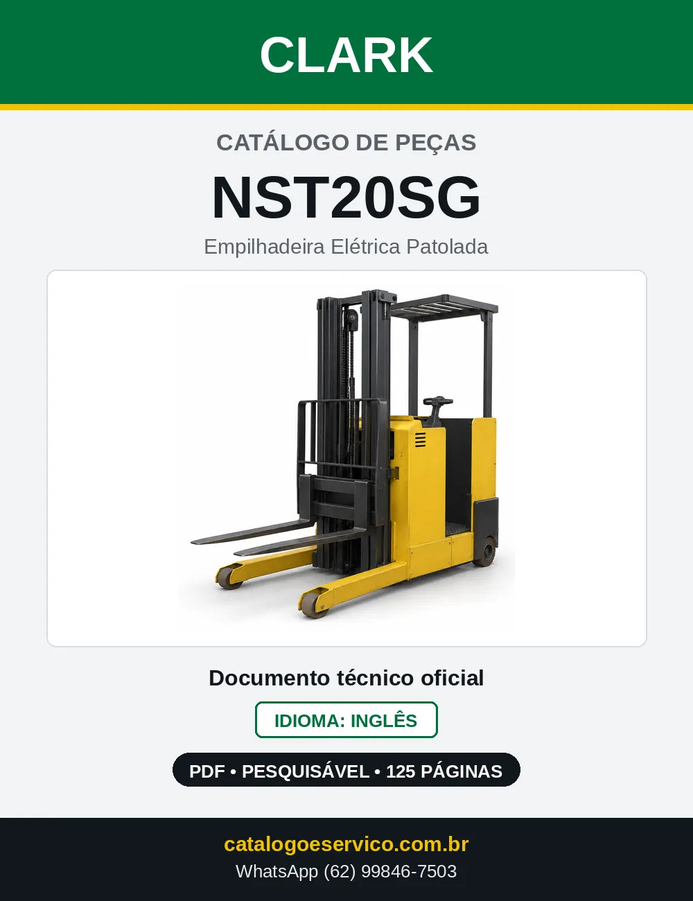 Catálogo de Peças Empilhadeira Elétrica Patolada Clark NST20SG (NST0020SG) — capa