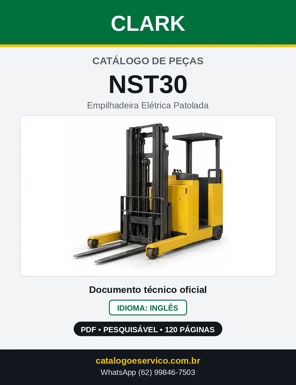 Catálogo de Peças Empilhadeira Elétrica Patolada Clark NST30 (NST0030) — capa